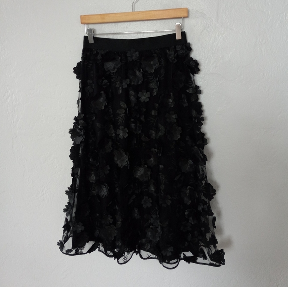 Anthropologie Black Floral Skirt - Picture 6 of 15